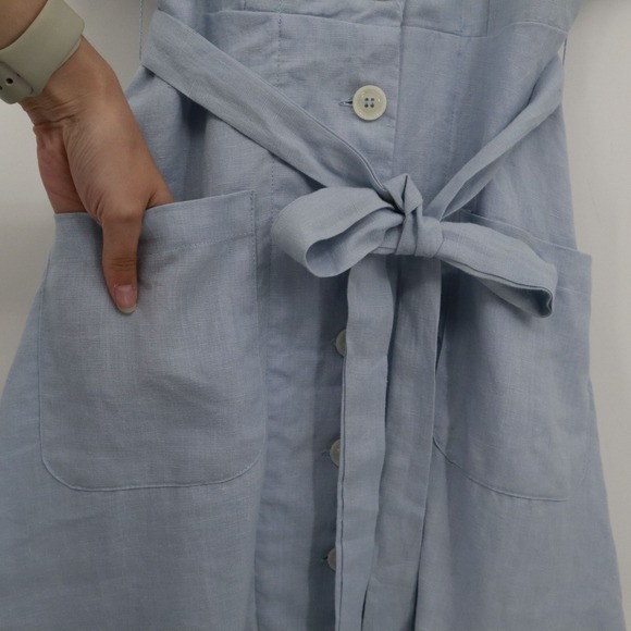 Olivaceous Linen Day Dress Womens S‎ Blue Bohemian Coastal Grandma Cottagecore - Picture 13 of 16